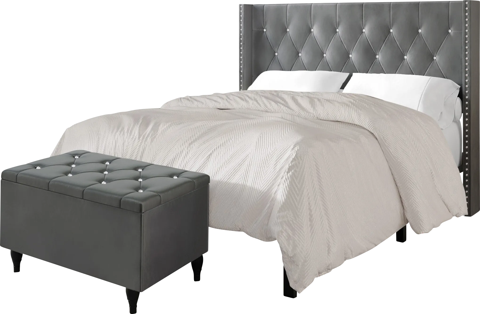 Plaisend Light Gray King Bed - Thumbnail - Image 1