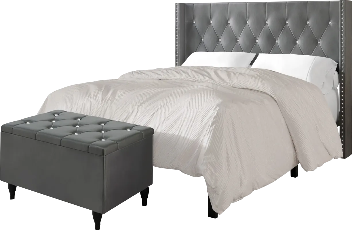 Plaisend Light Gray King Bed