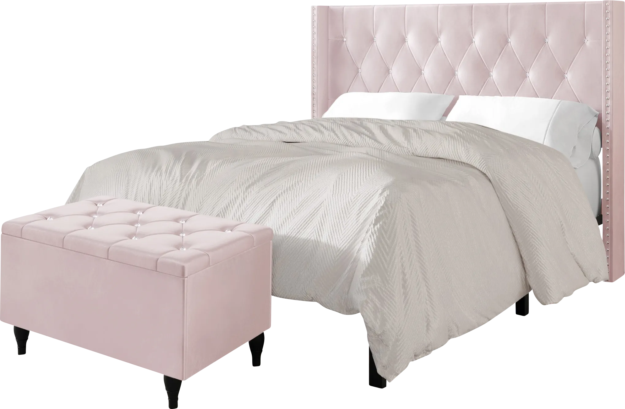 Plaisend Light Pink King Bed - Thumbnail - Image 1