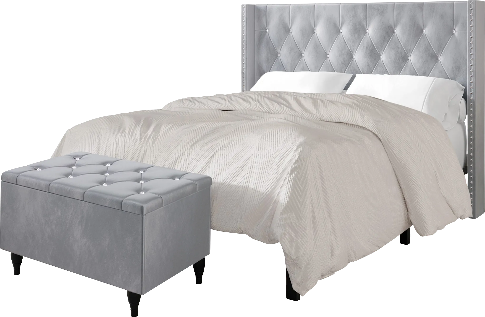 Plaisend Gray King Bed - Thumbnail - Image 1