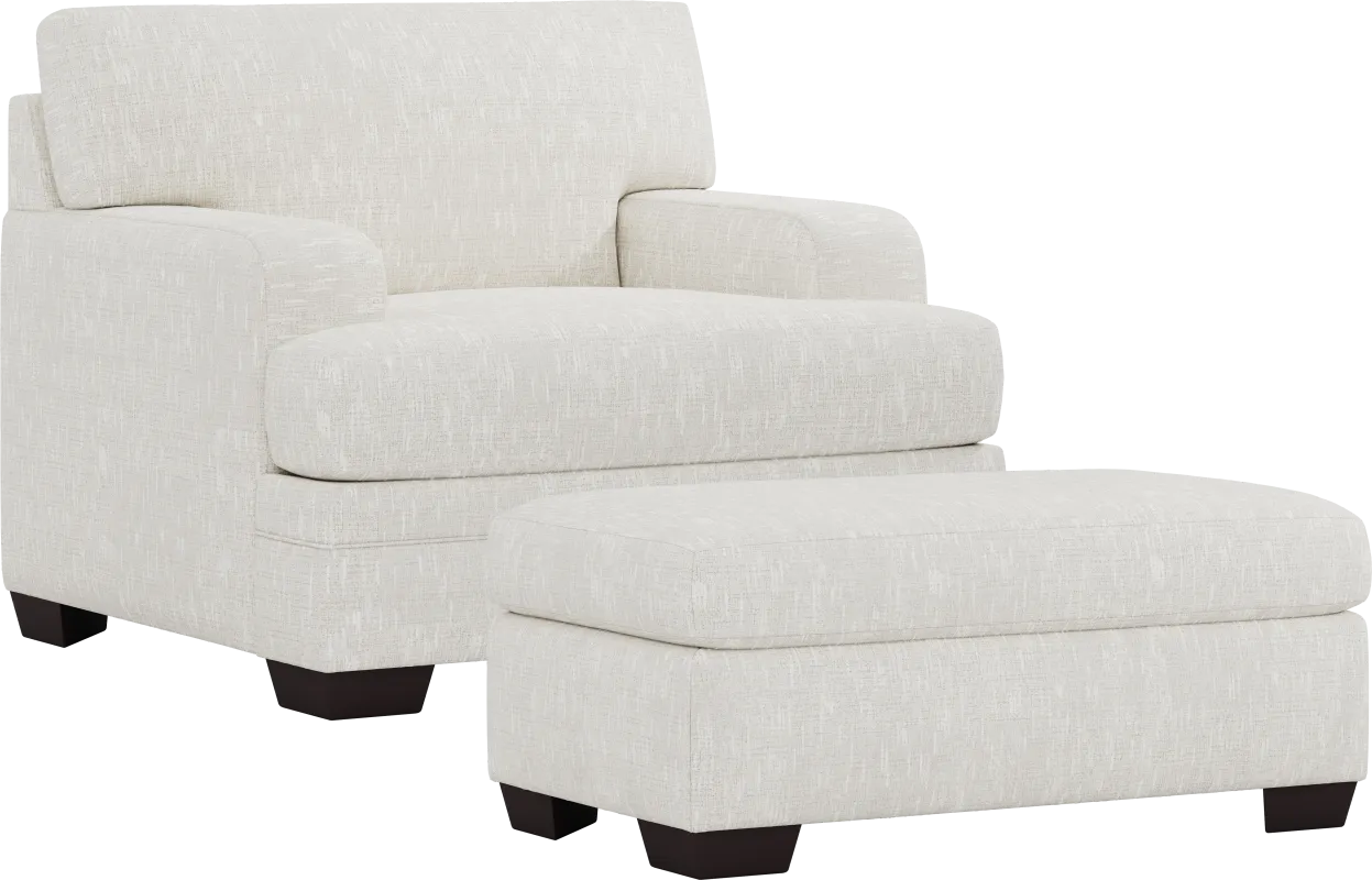 Charlton Park Ivory Chair and Ottoman Set