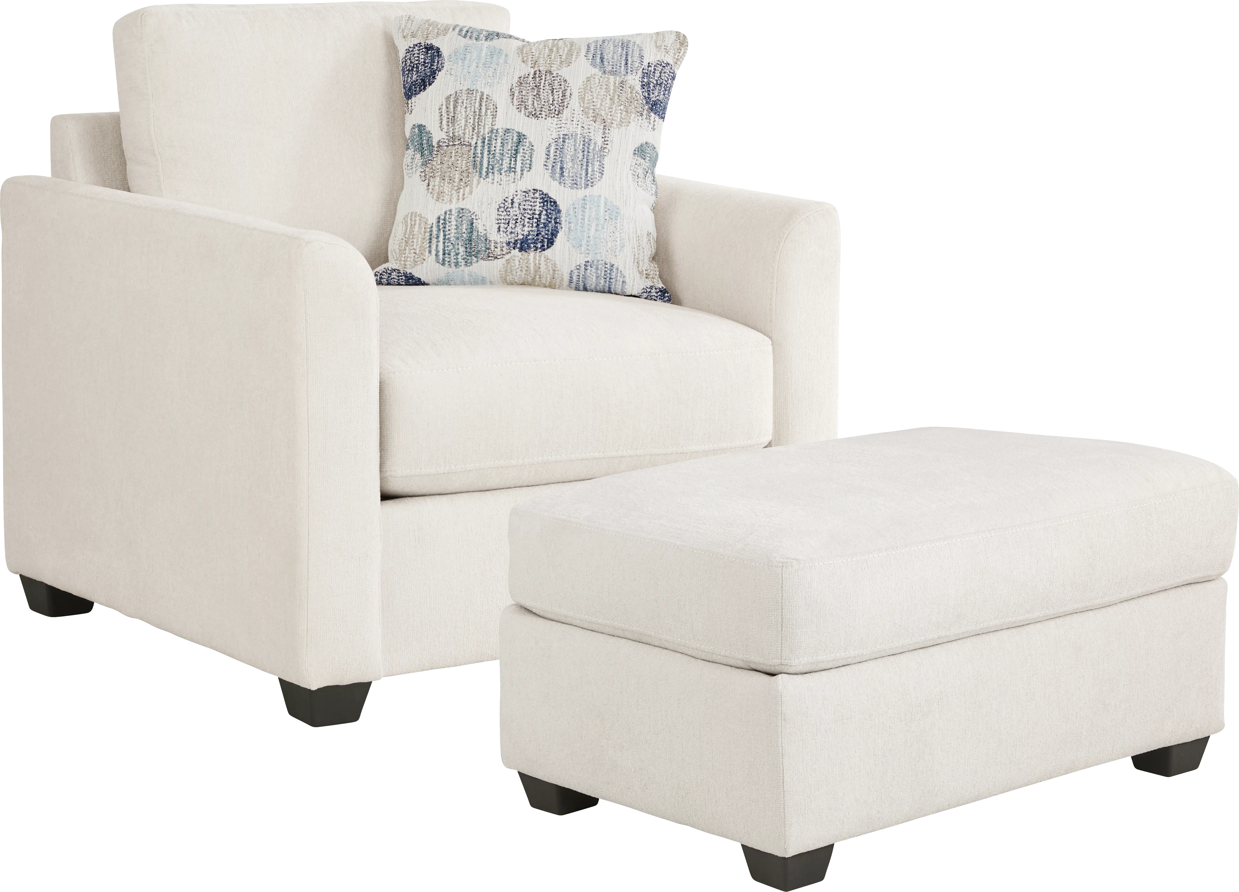 Caprice Ivory Chair and Ottoman Set - Thumbnail - Image 1