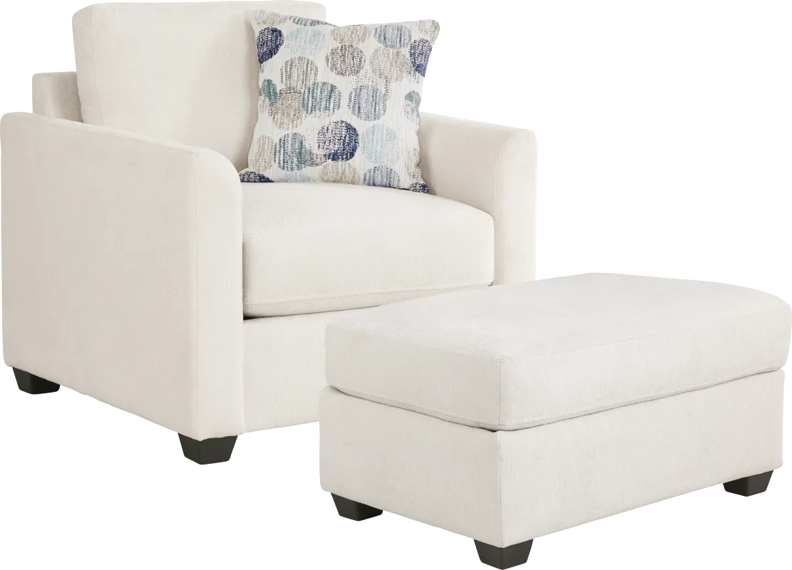 Caprice Ivory Chair and Ottoman Set