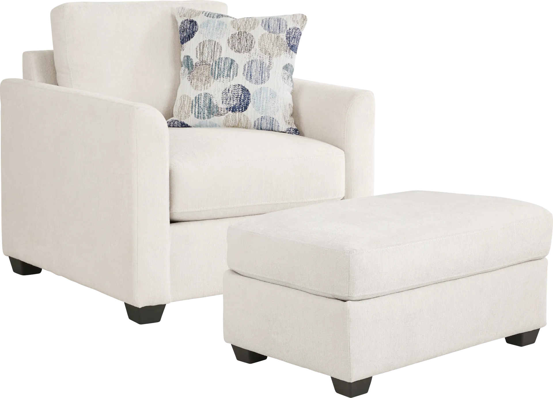 Caprice Ivory Chair and Ottoman Set - Image 1