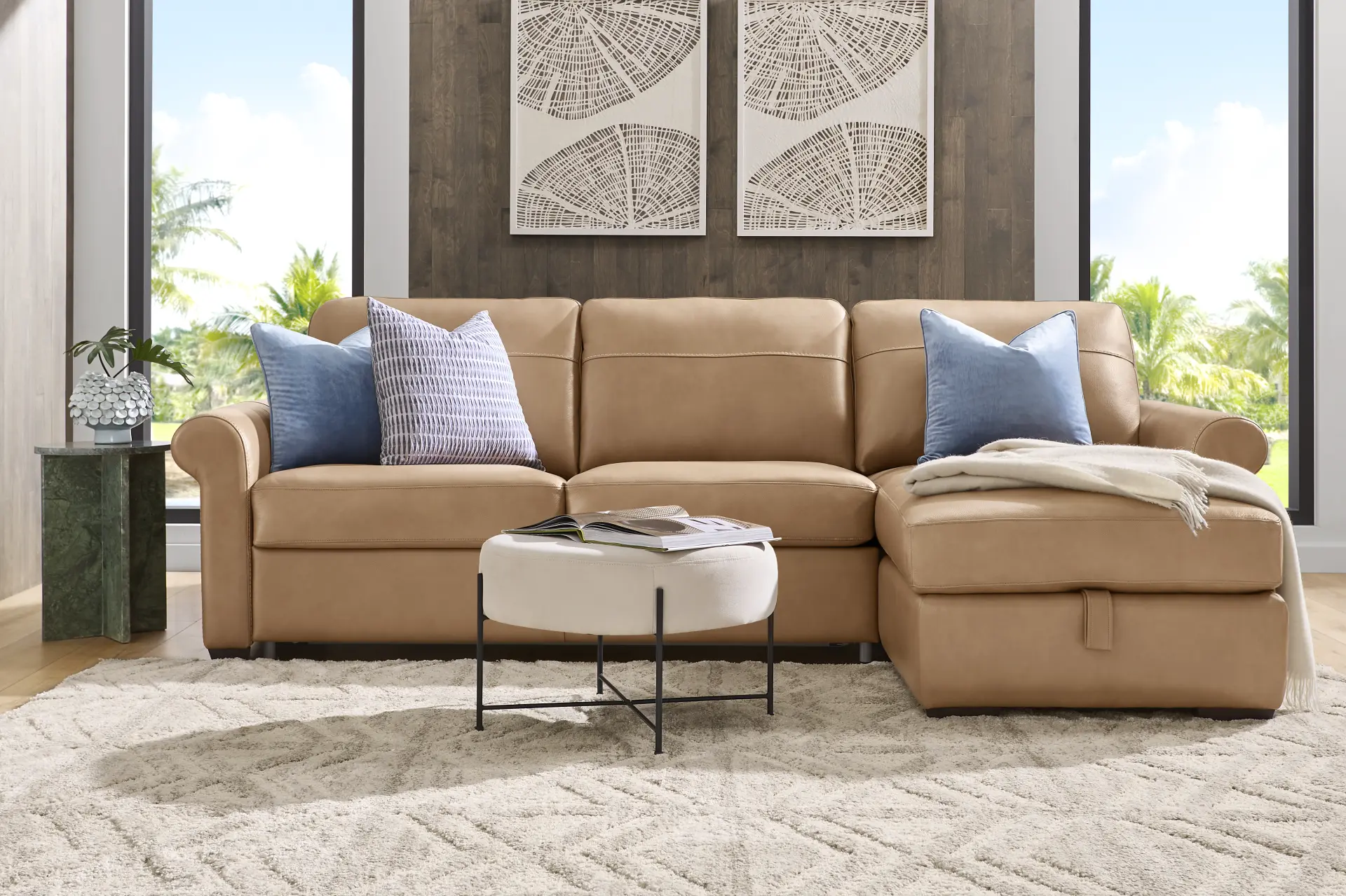 Parker Saddle Leather 2 Pc Sectional
