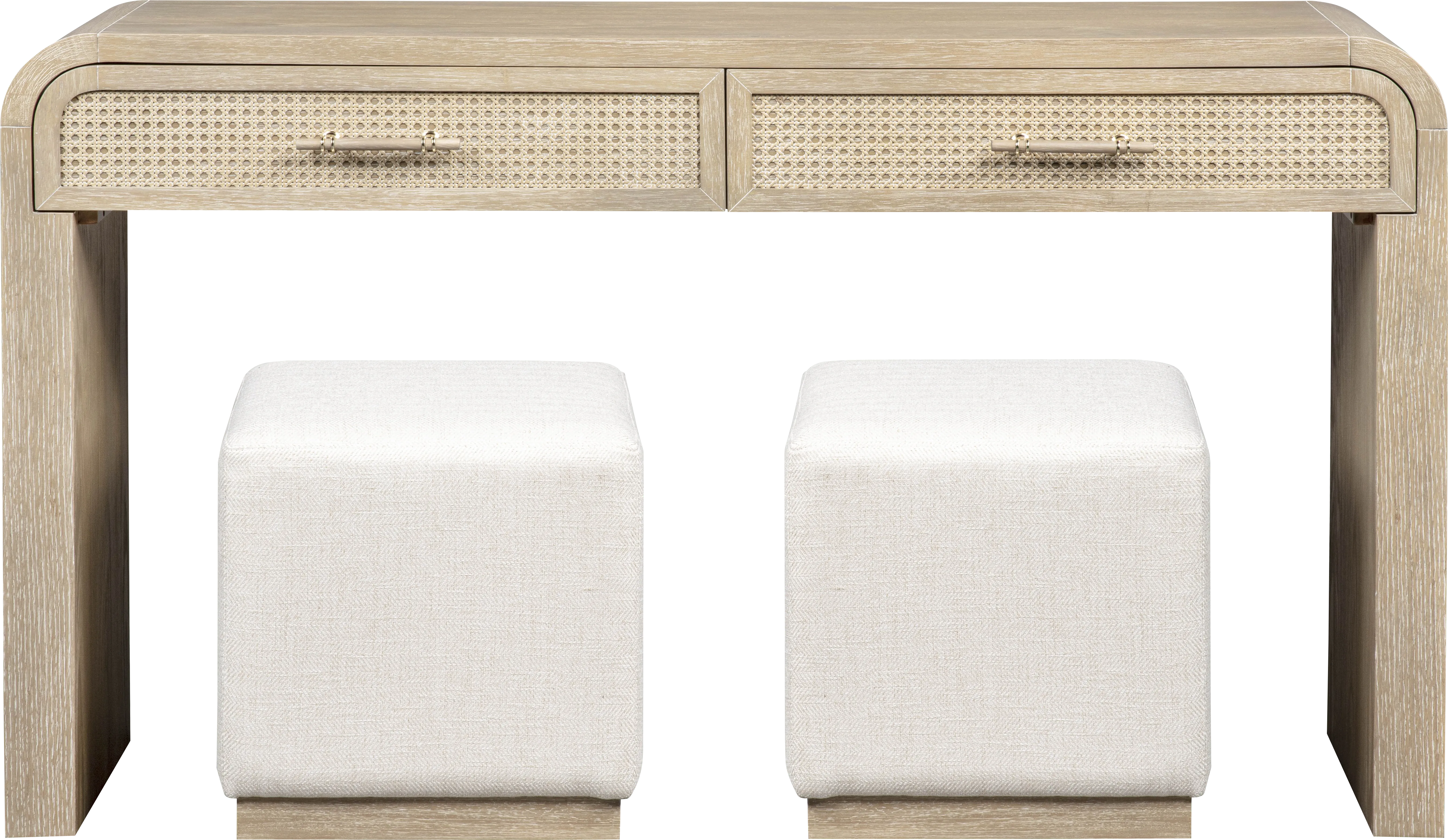 Wynhaven Brown Sofa Table with 2 Ottomans - Thumbnail - Image 1