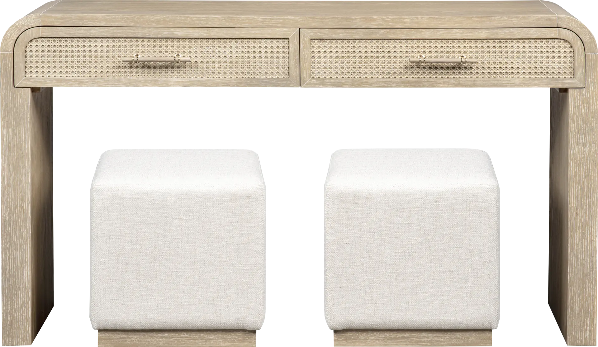Wynhaven Brown Sofa Table with 2 Ottomans