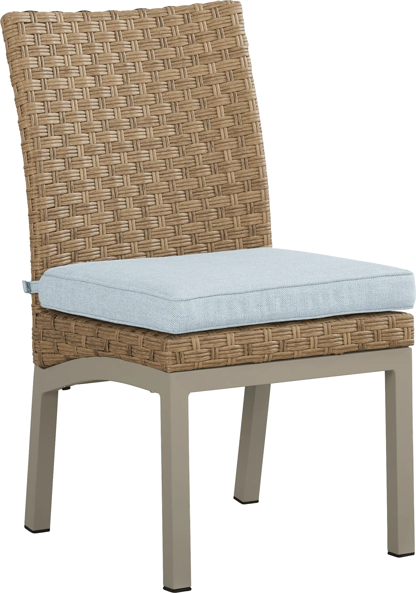Rialto II Natural Outdoor Side Chair with Sky Cushion