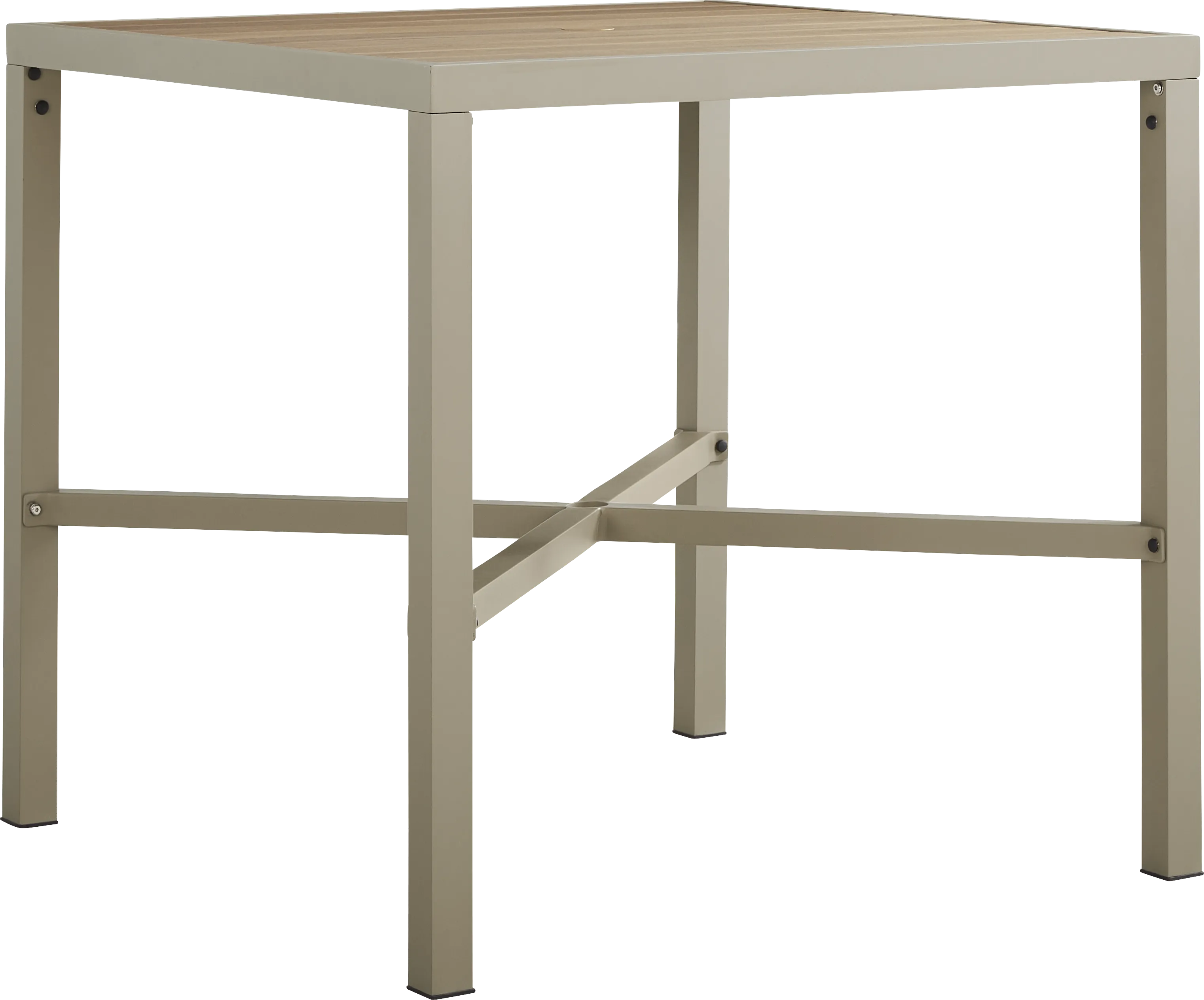 Rialto II Natural 5 Pc 40 in. Square Bar Height Outdoor Dining Set with Sky Cushions - Thumbnail - Image 2