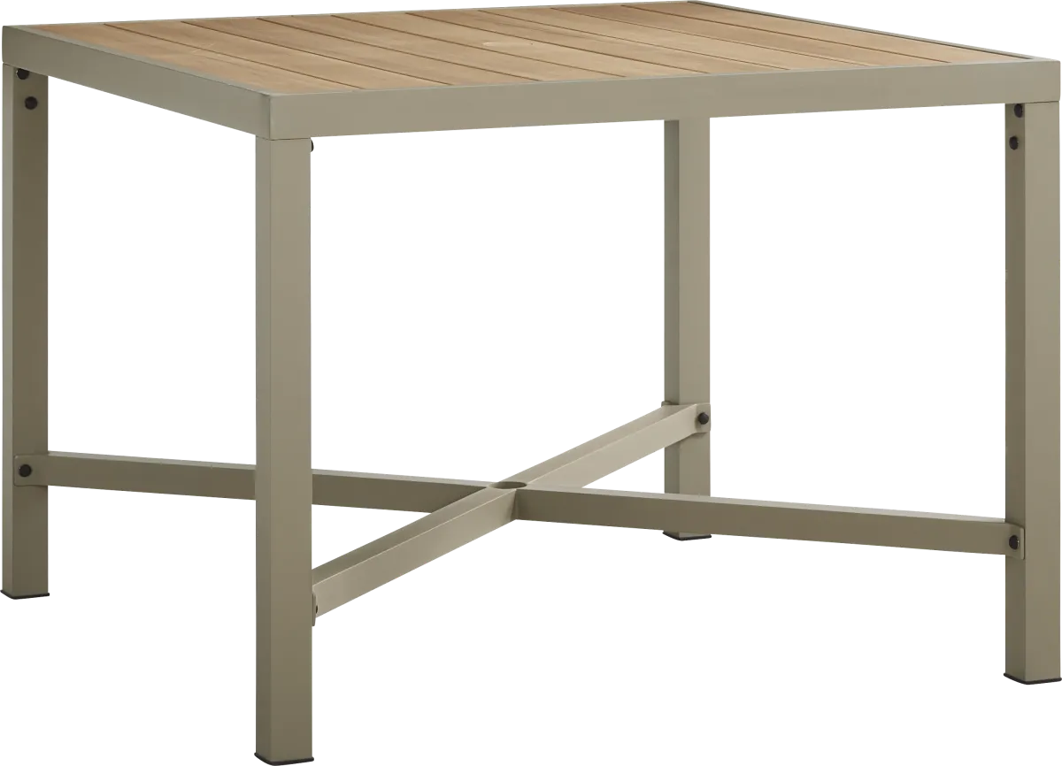 Rialto II Natural Light Wood Aluminum Outdoor Square Dining Table ...