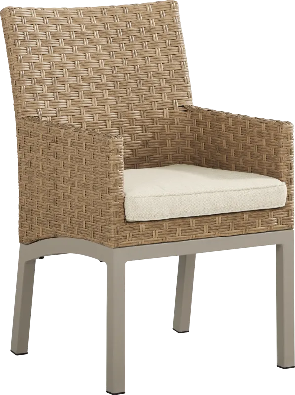 Rialto II Natural Outdoor Arm Chair with Sand Cushion