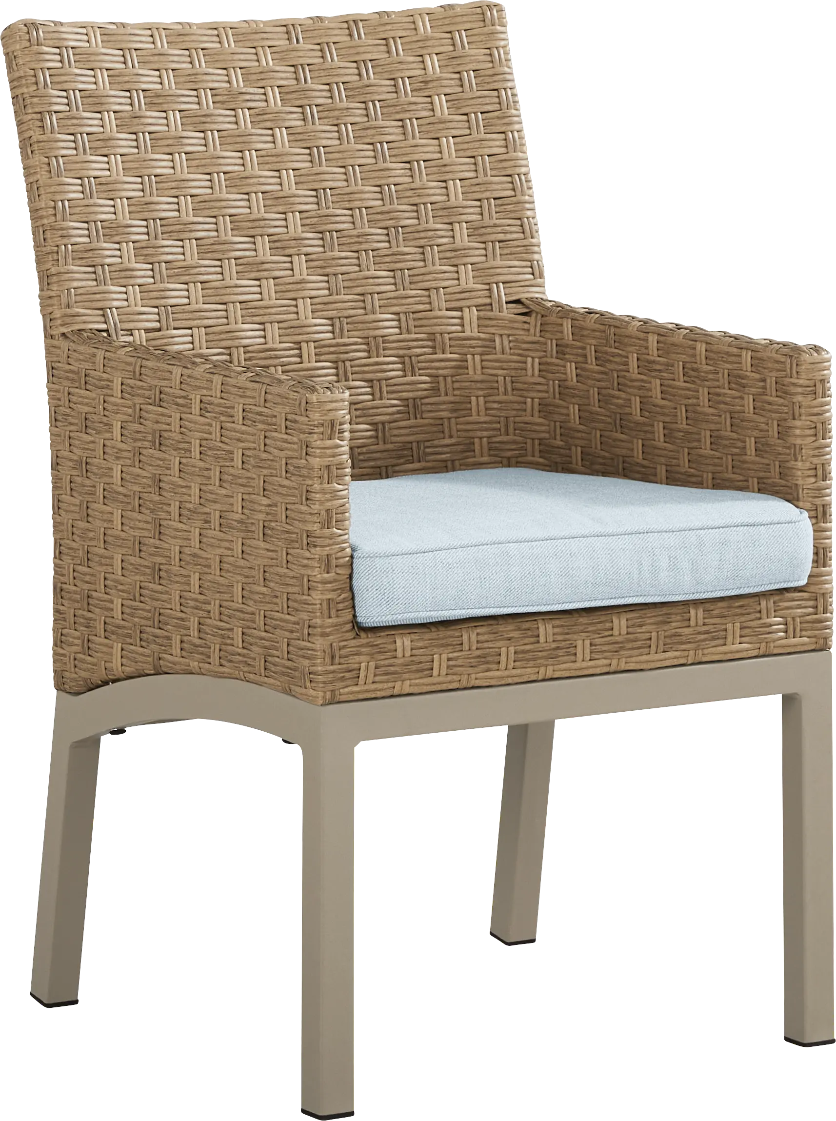 Rialto II Natural Outdoor Arm Chair with Sky Cushion