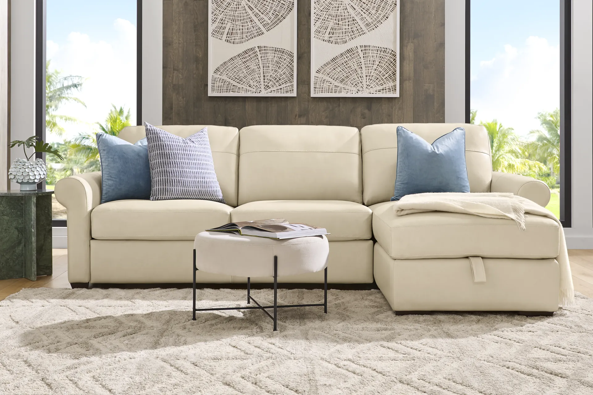 Parker Cream Leather 2 Pc Sectional - Image 1