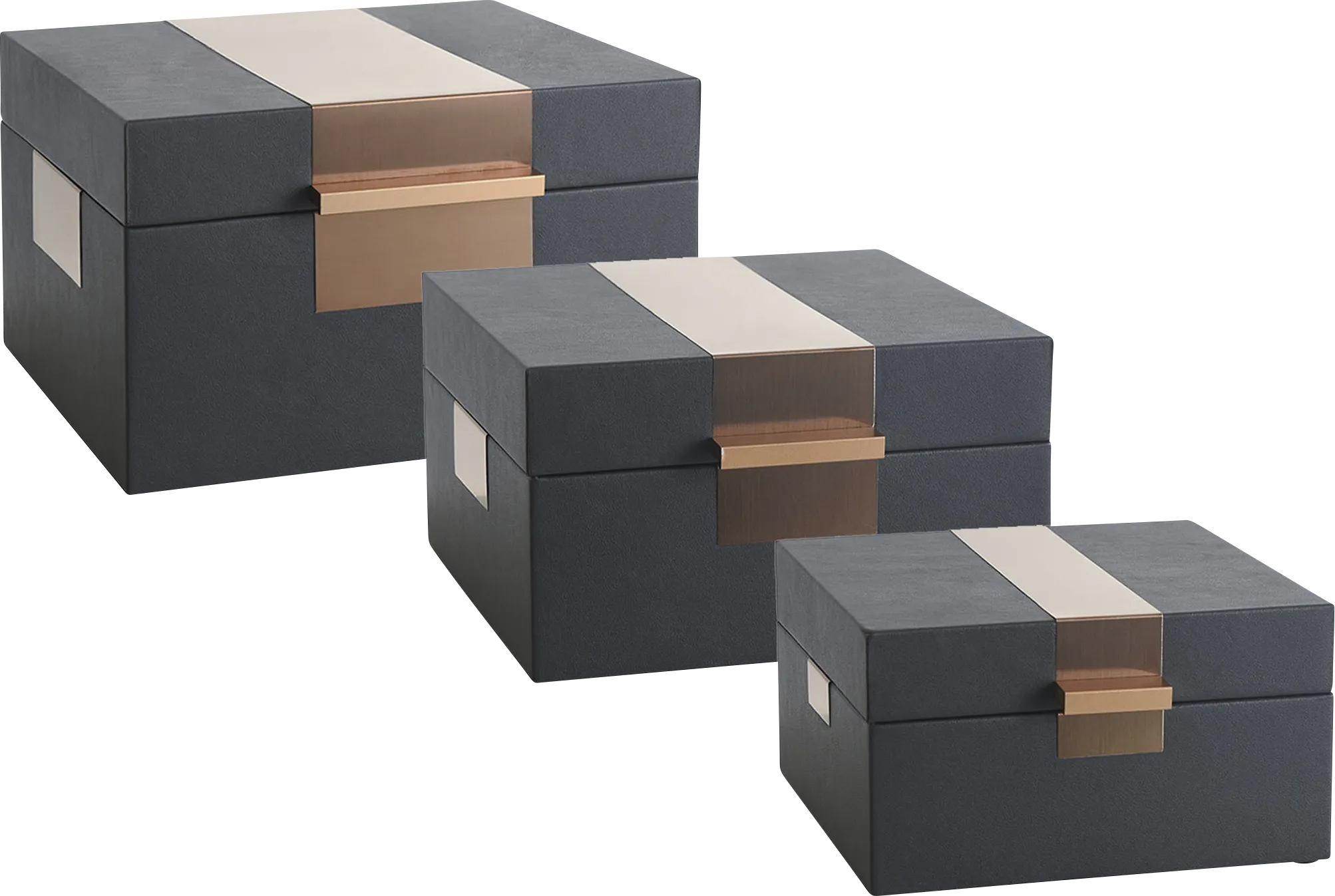 Ramila Charcoal Decorative Box, Set of 3 - Thumbnail - Image 1