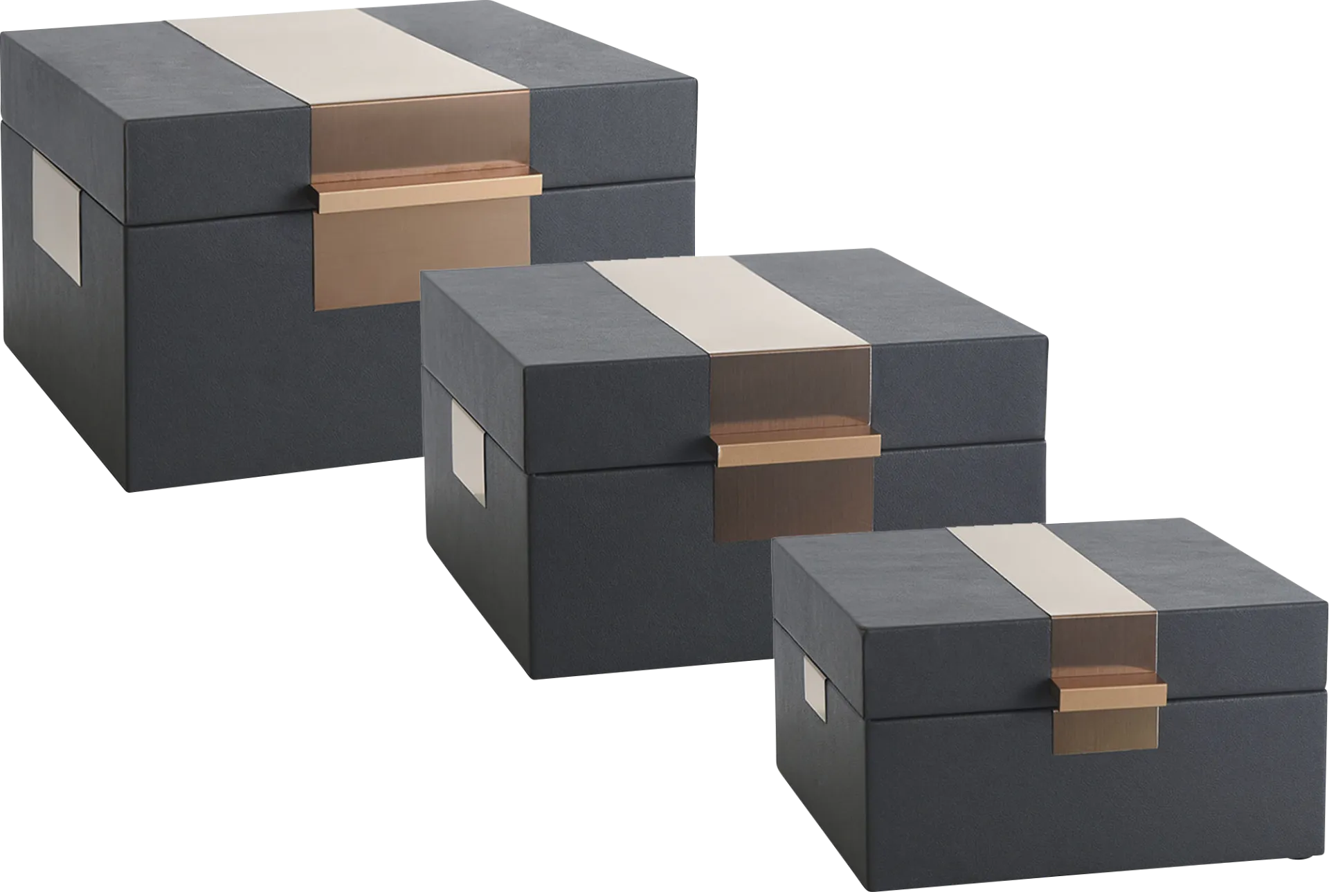 Ramila Charcoal Decorative Box, Set of 3 - Image 1