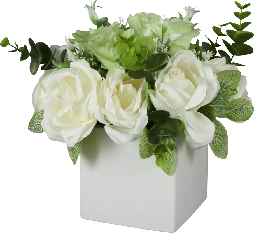 Lamhi White Indoor/Outdoor Silk Floral