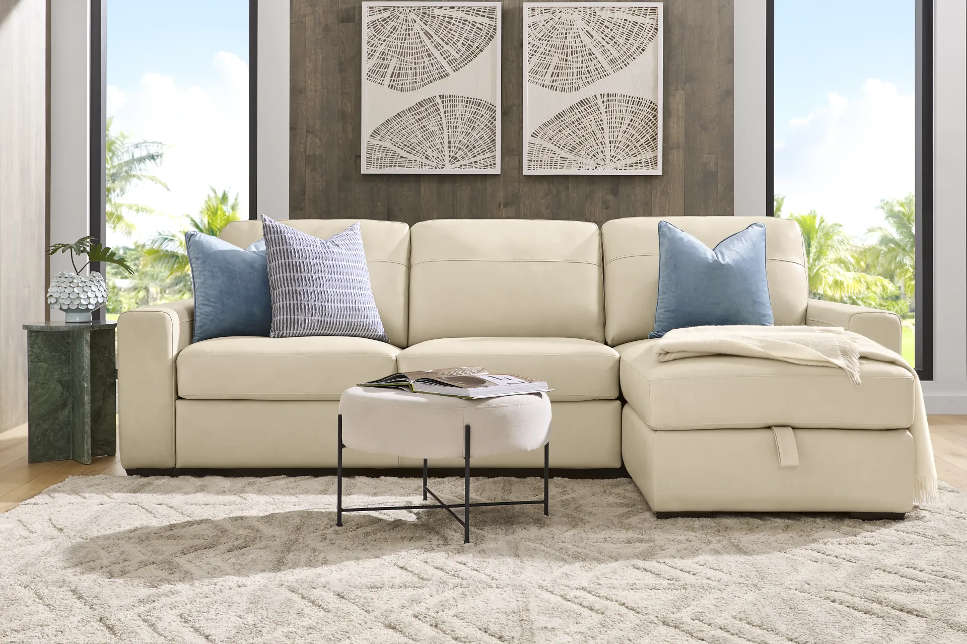 Parker Cream Leather 2 Pc Sectional - Image 1