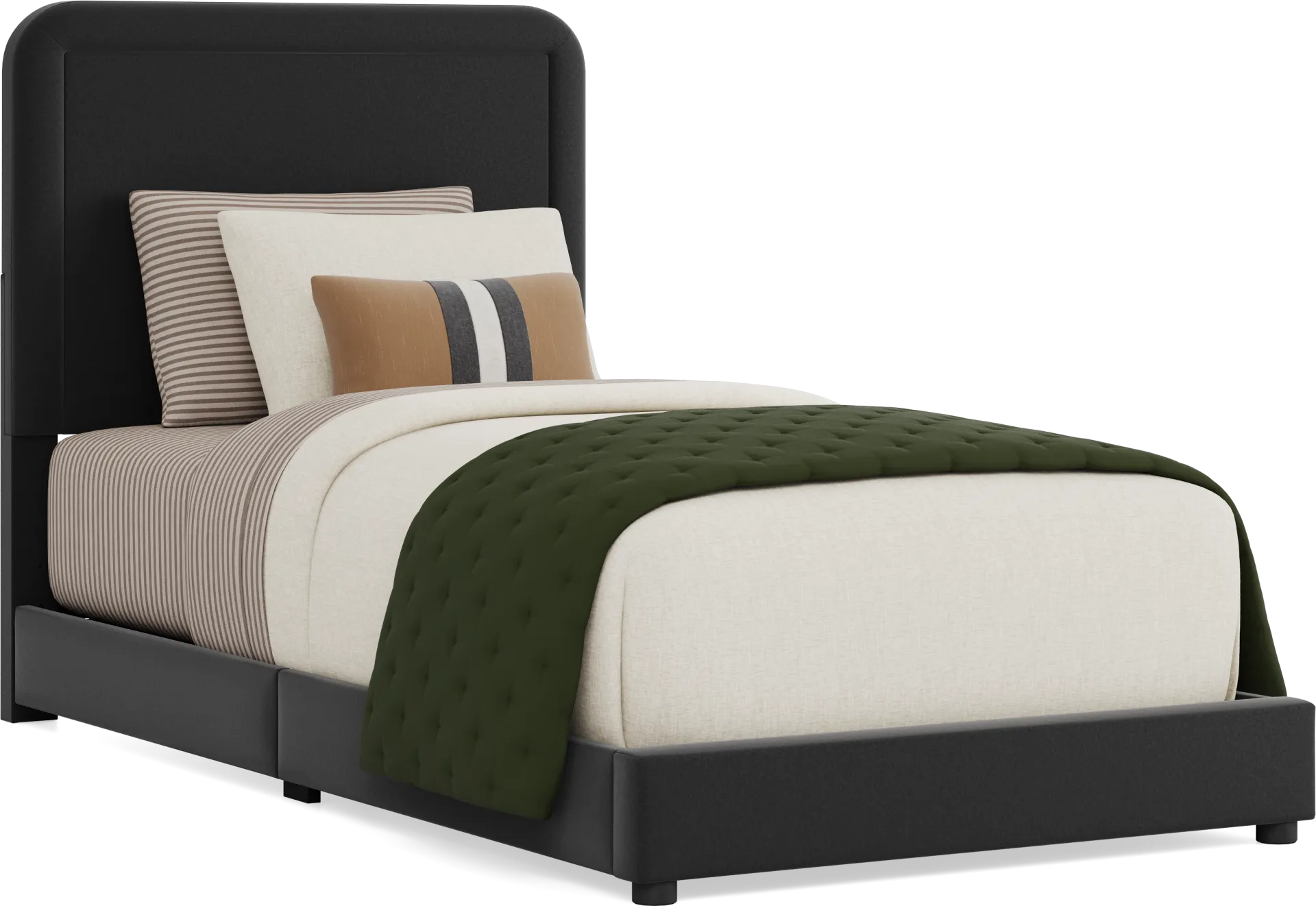 Kids Mason Black Twin Upholstered Bed - Image 1