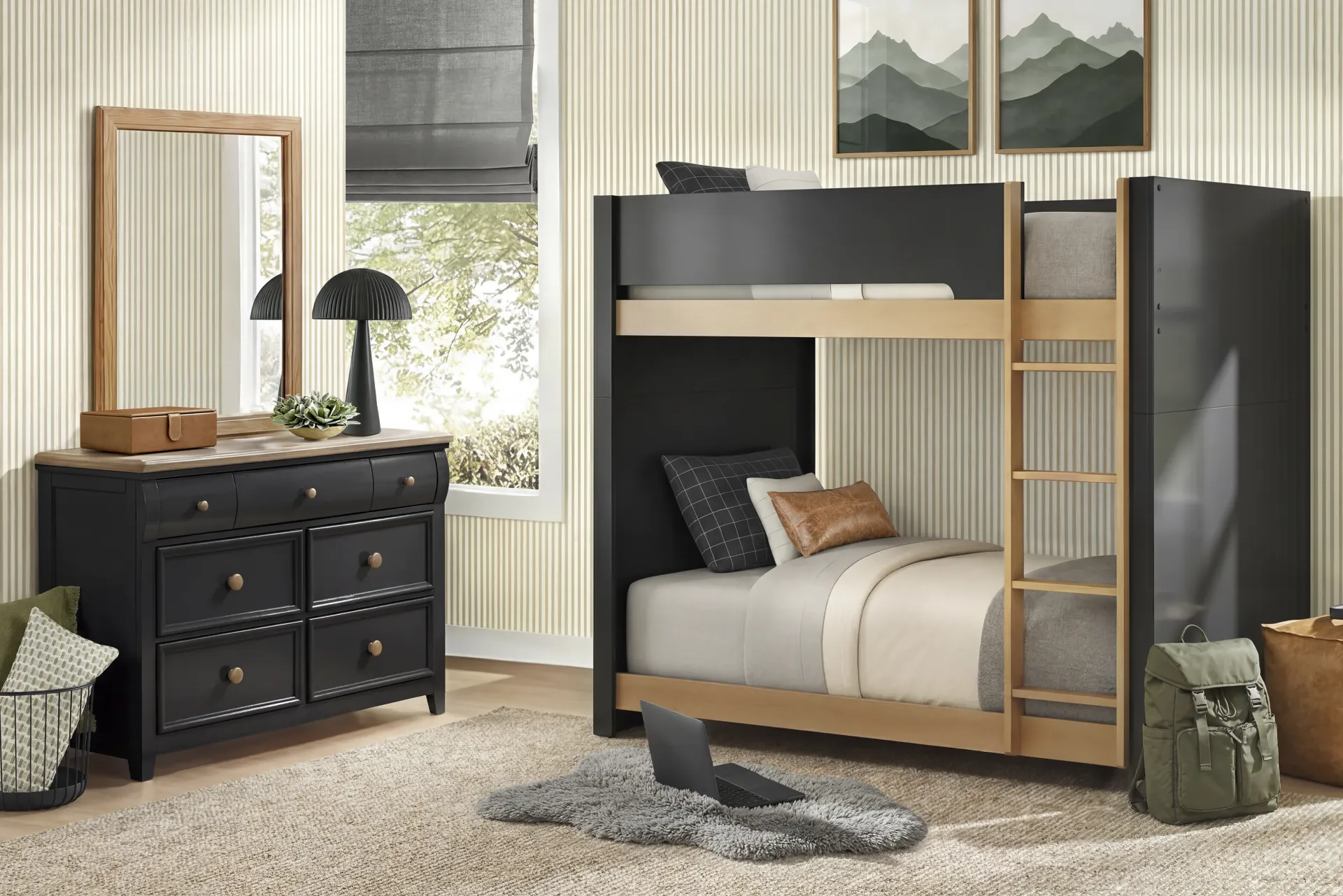 Kids Mikka Black Full/Full Convertible Bunk Bed - Image 1
