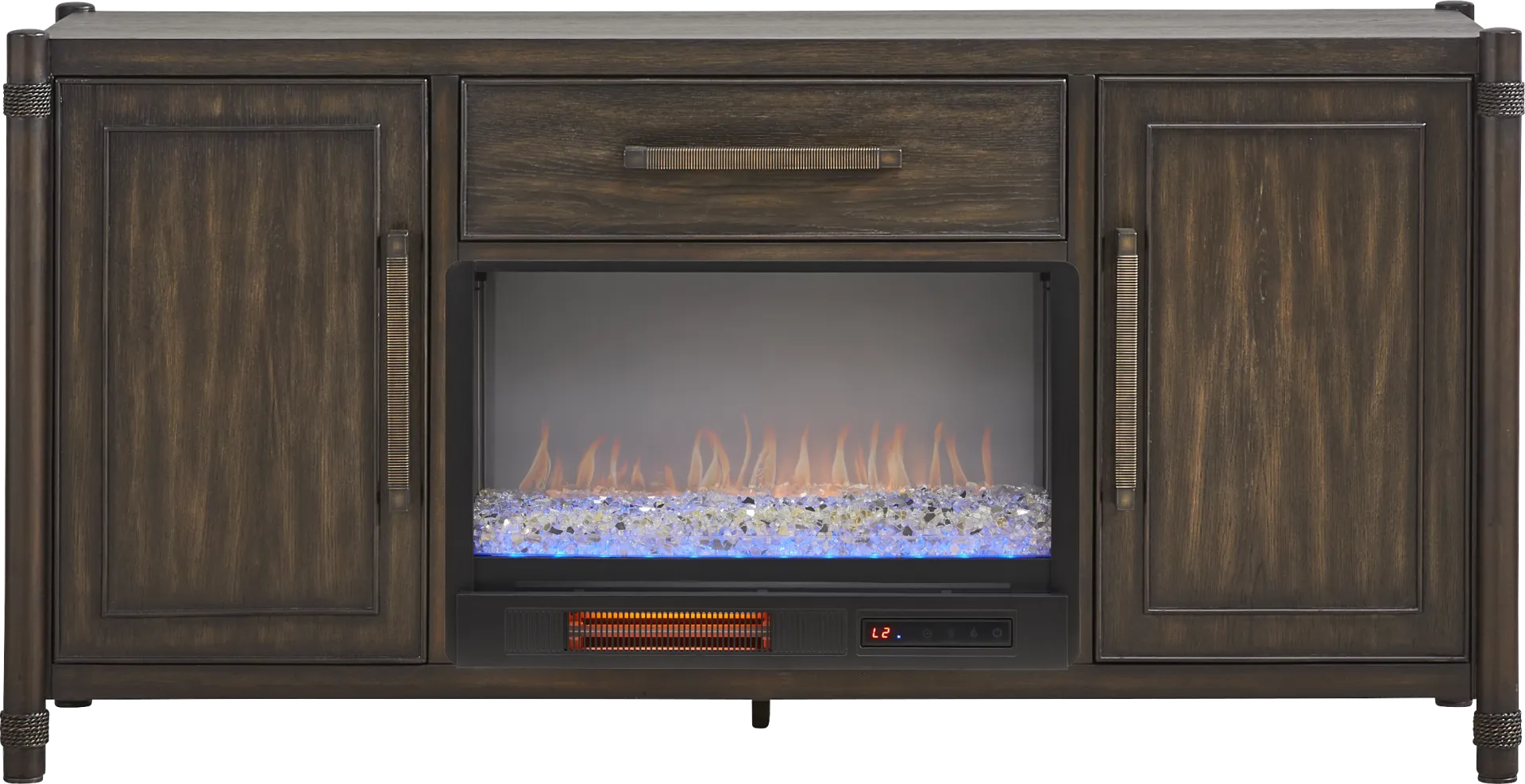 Vineyard Estates Brown 66 in. Console with Electric Fireplace - Image 1