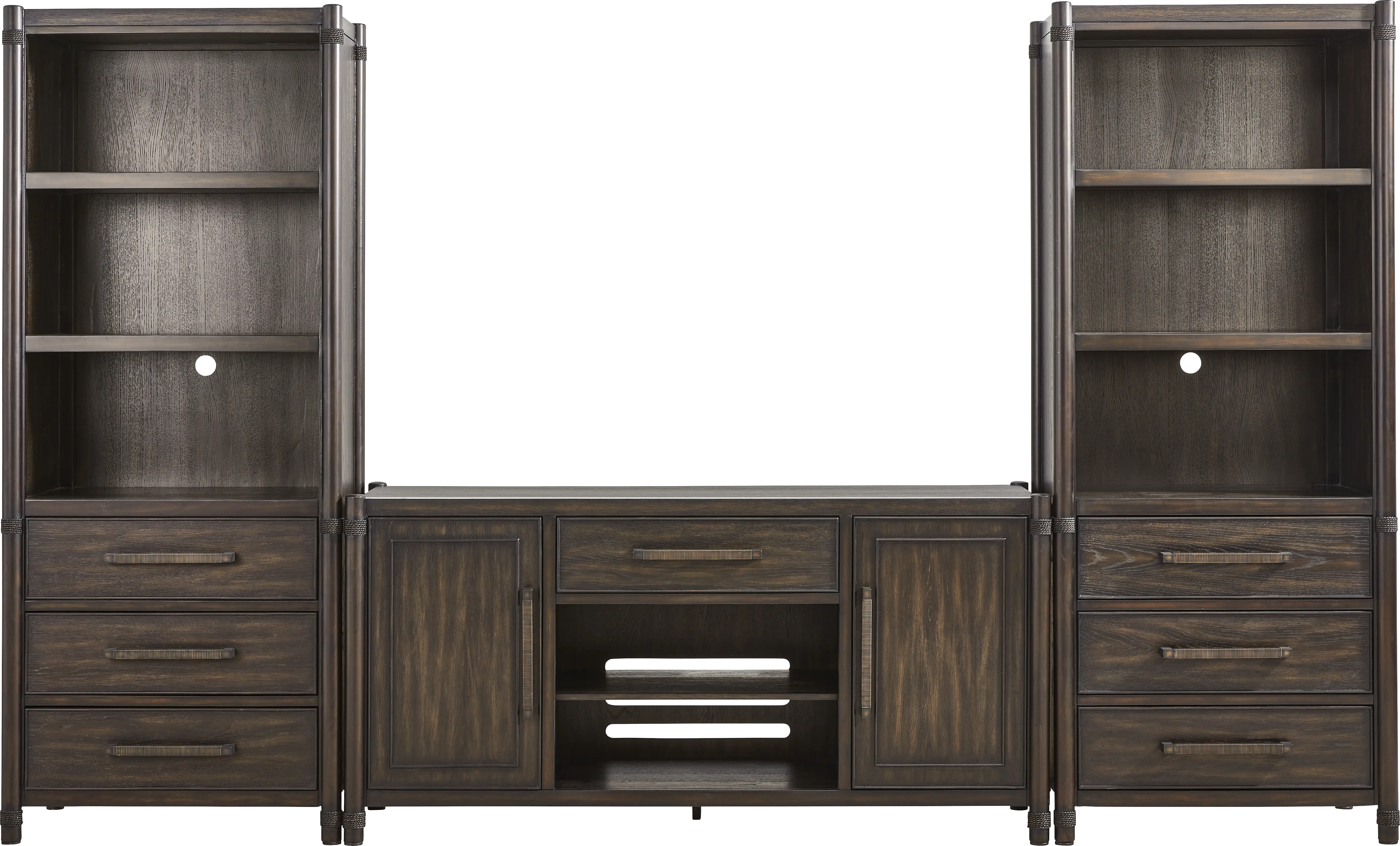 Vineyard Estates Brown 3 Pc Wall Unit with 66 in. Console - Thumbnail - Image 1