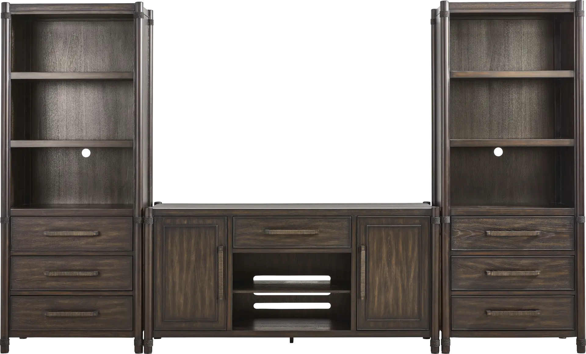 Vineyard Estates Brown 3 Pc Wall Unit with 66 in. Console