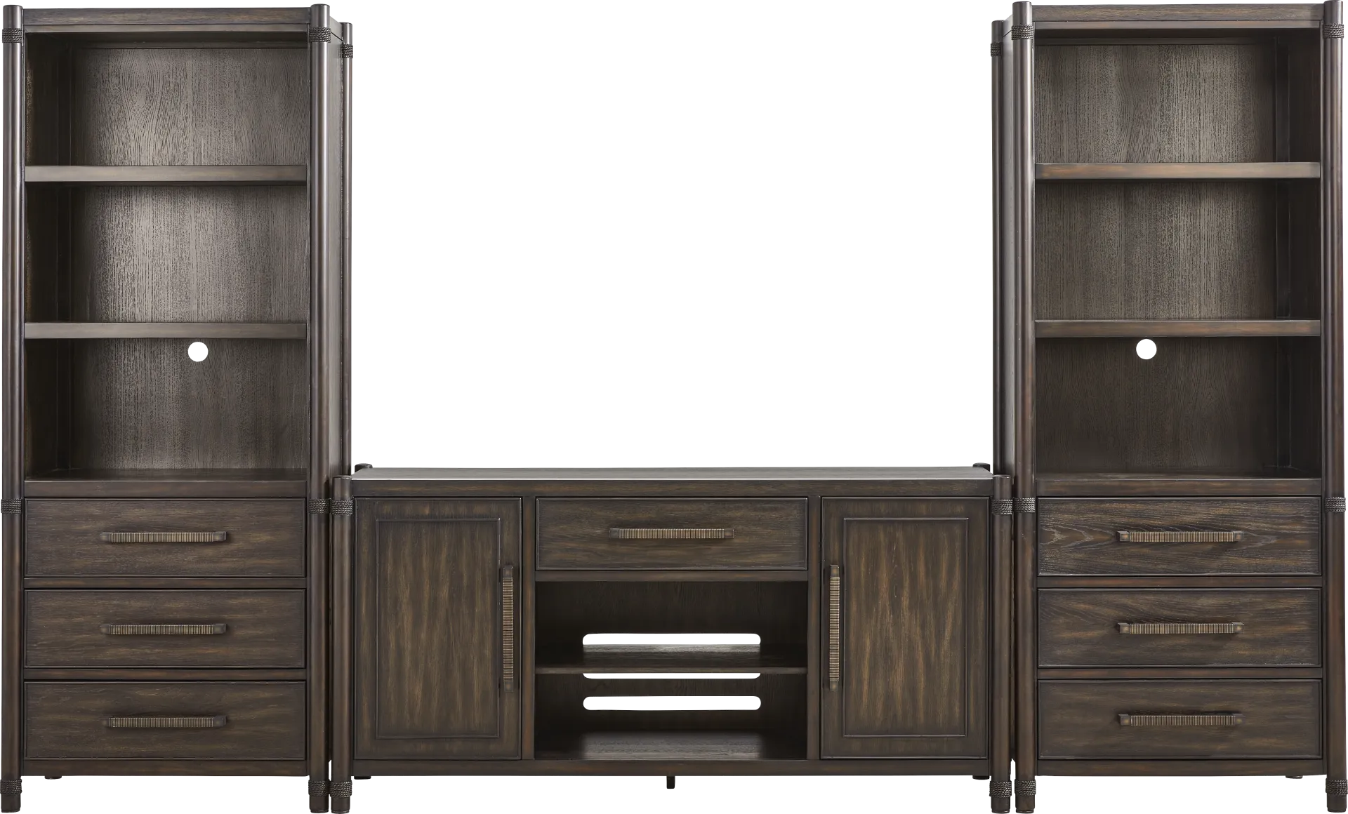 Vineyard Estates Brown 3 Pc Wall Unit with 66 in. Console - Image 1