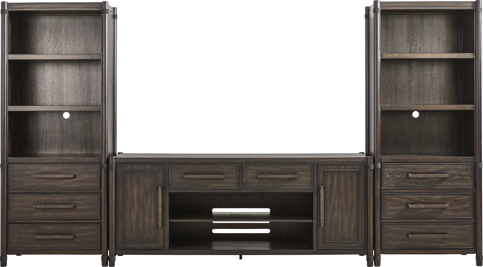 Vineyard Estates Brown 3 Pc Wall Unit with 78 in. Console