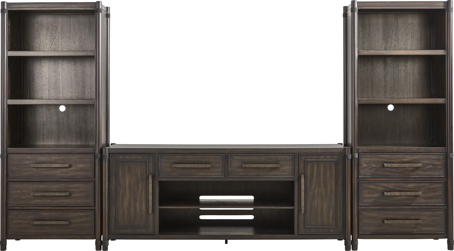 Vineyard Estates Brown 3 Pc Wall Unit with 78 in. Console - Image 1