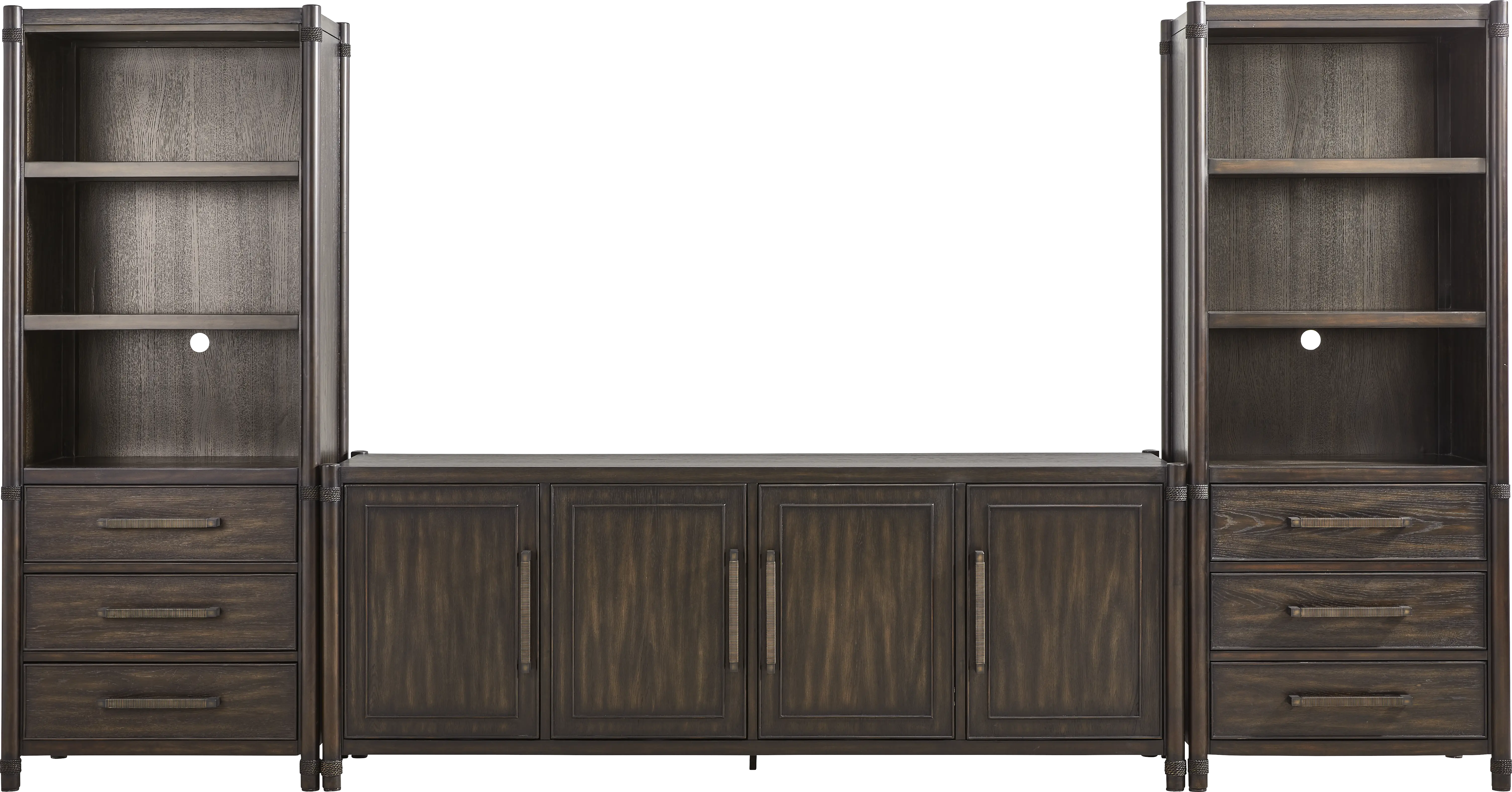 Vineyard Estates Brown 3 Pc Wall Unit with 86 in. Console - Thumbnail - Image 1