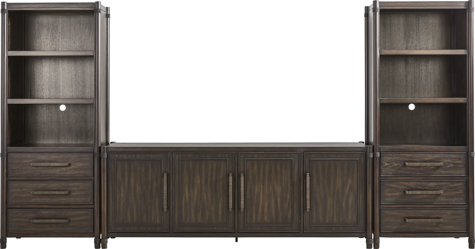 Vineyard Estates Brown 3 Pc Wall Unit with 86 in. Console - Image 1