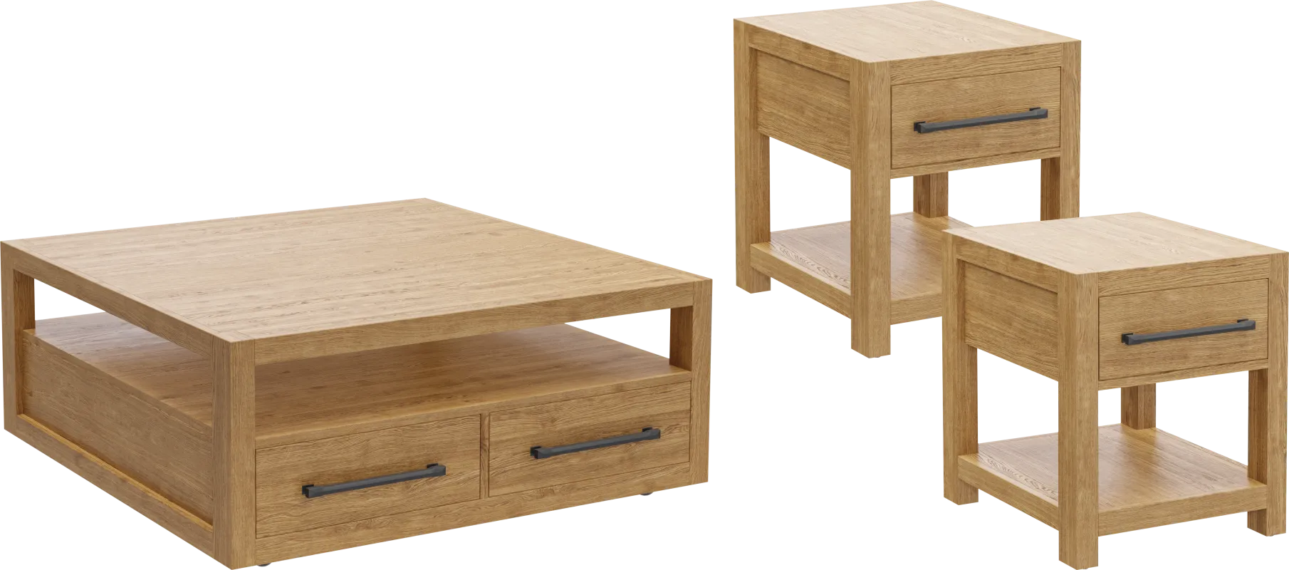 Ithaca Natural 3 Pc Square Table Set