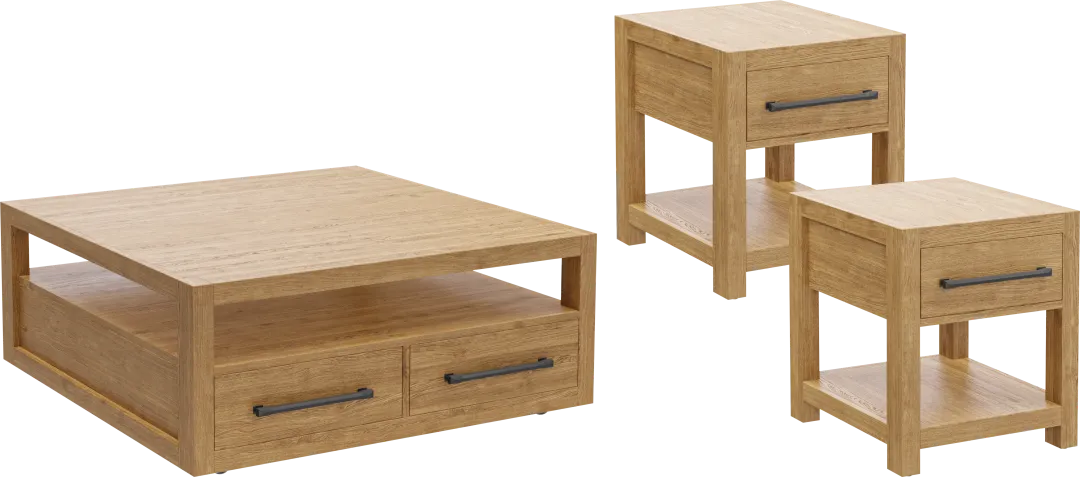 Ithaca Natural 3 Pc Square Table Set