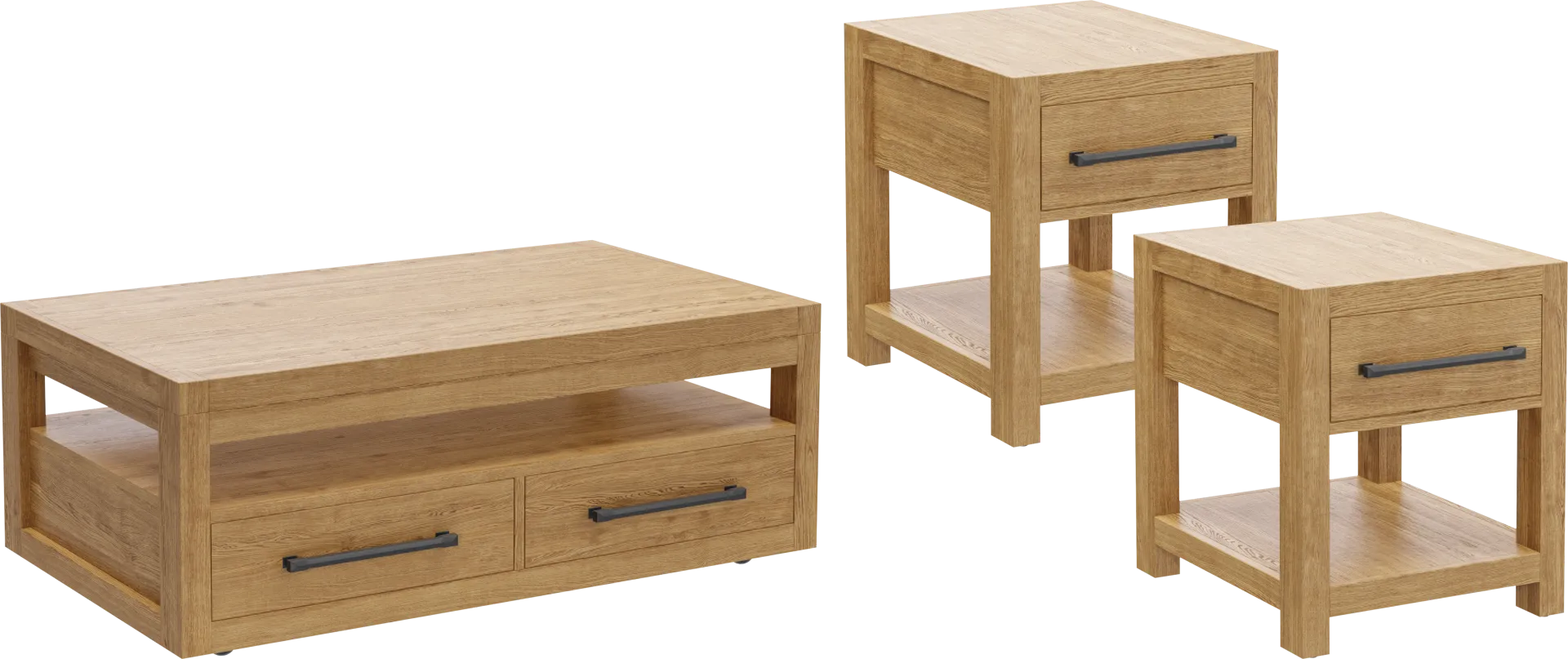 Ithaca Natural 3 Pc Table Set - Image 1