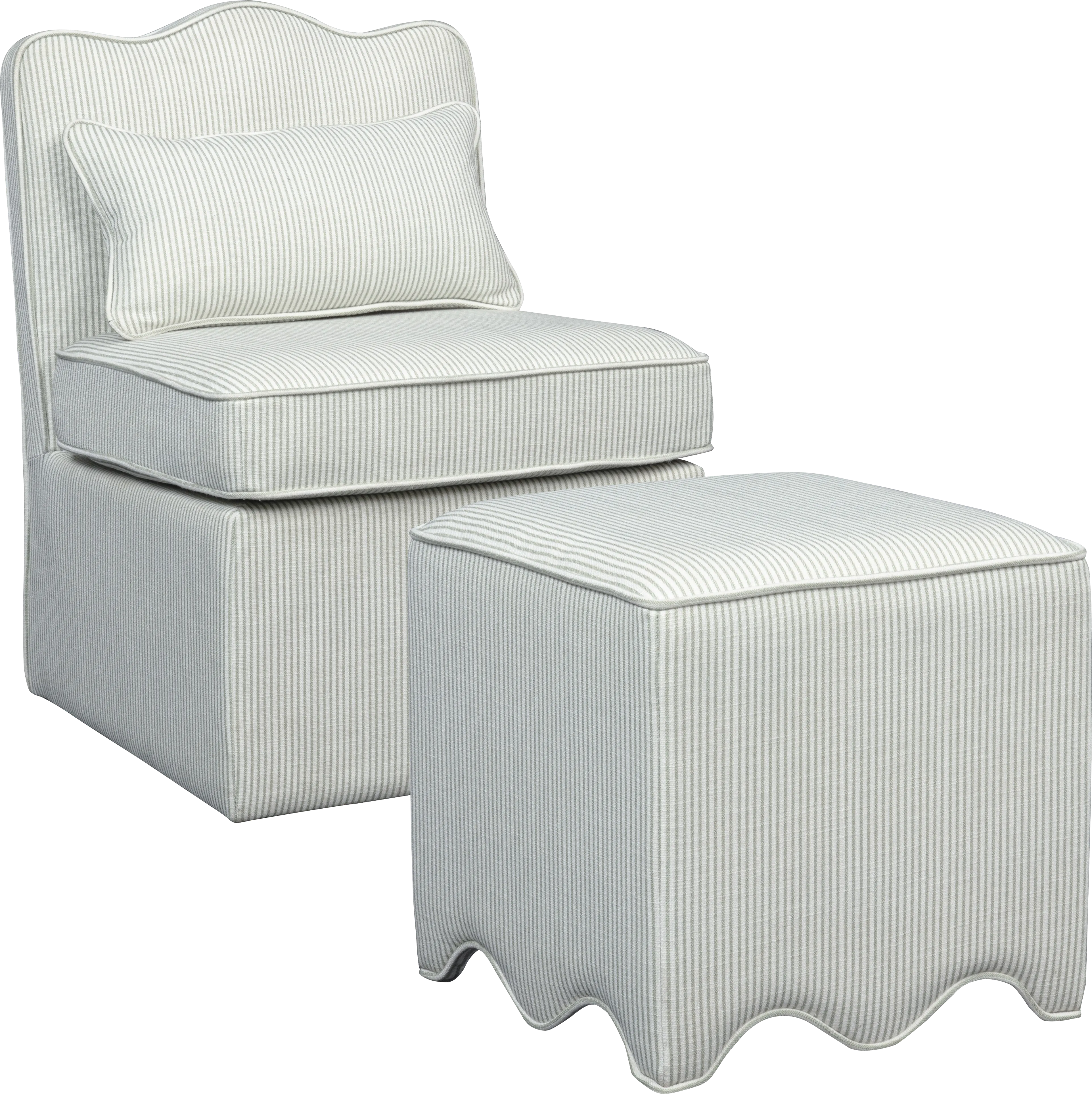 Frances Beige Chair and Ottoman Set - Thumbnail - Image 1