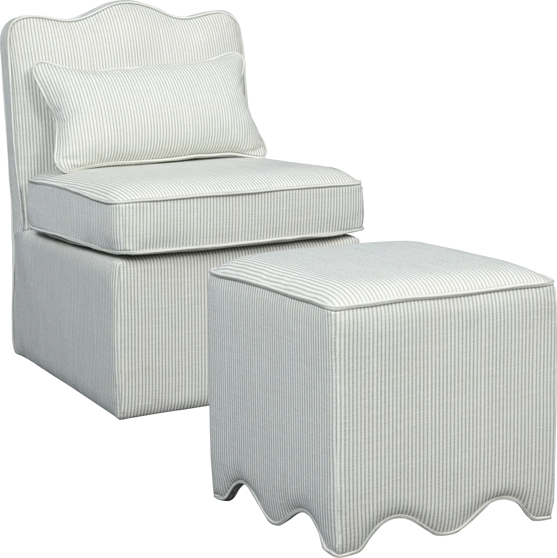 Frances Beige Chair and Ottoman Set
