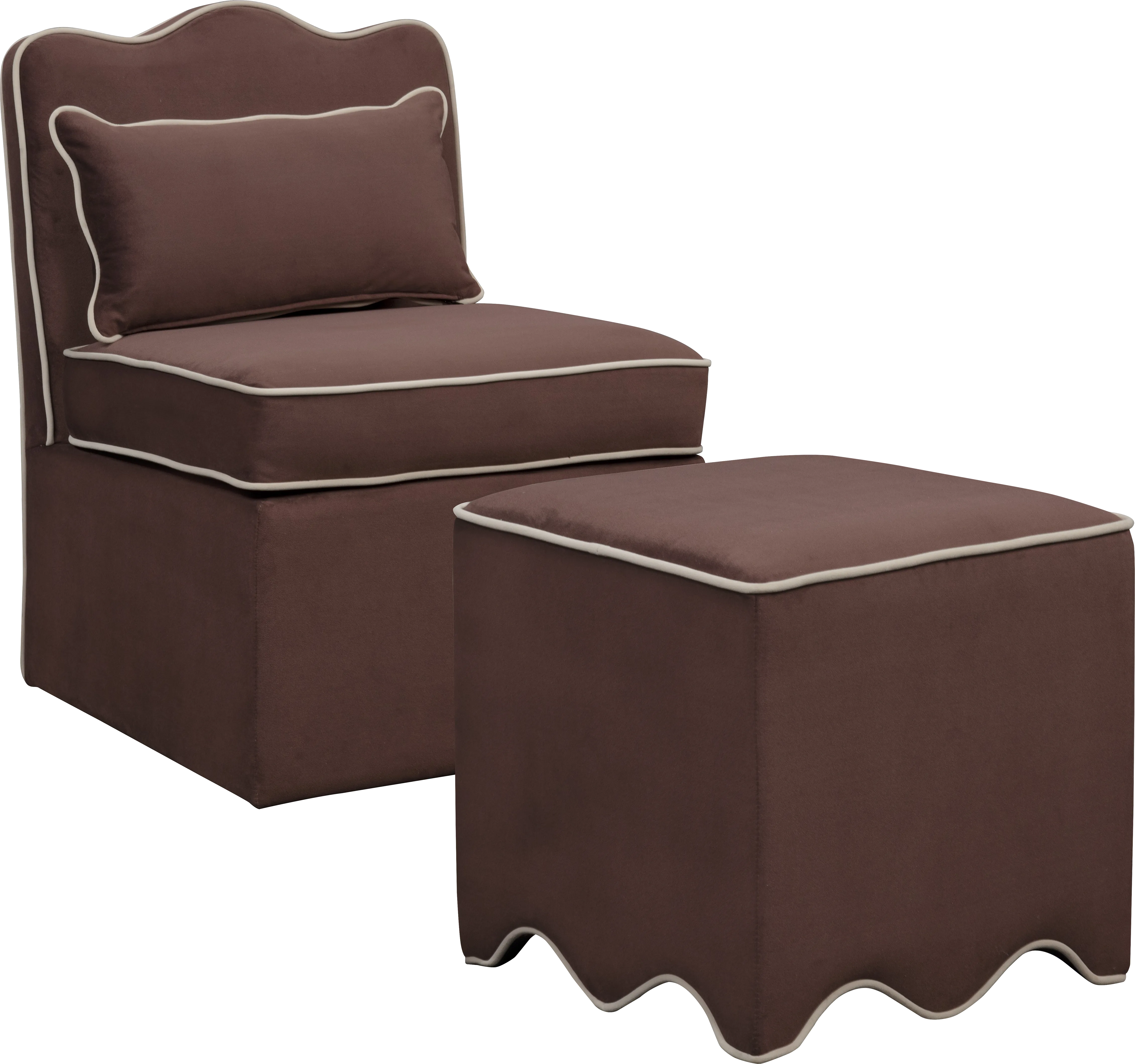 Frances Brown Chair and Ottoman Set - Thumbnail - Image 1
