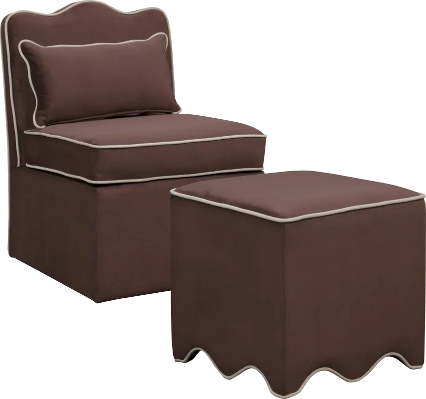 Frances Brown Chair and Ottoman Set