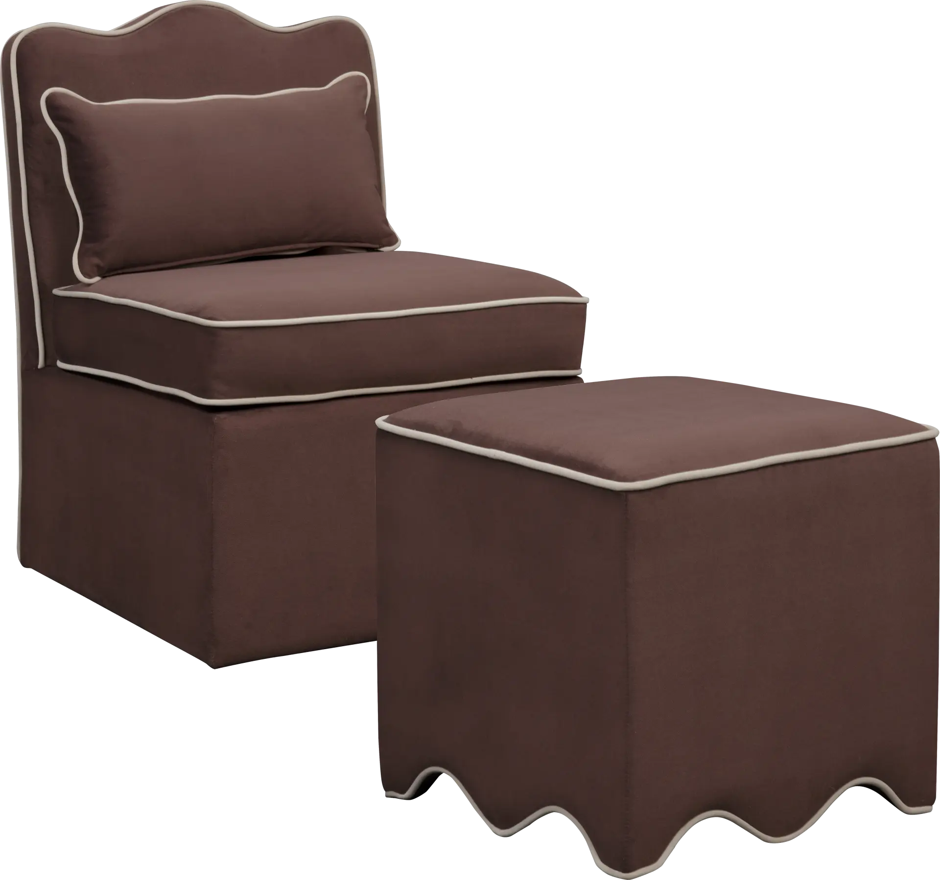 Frances Brown Chair and Ottoman Set