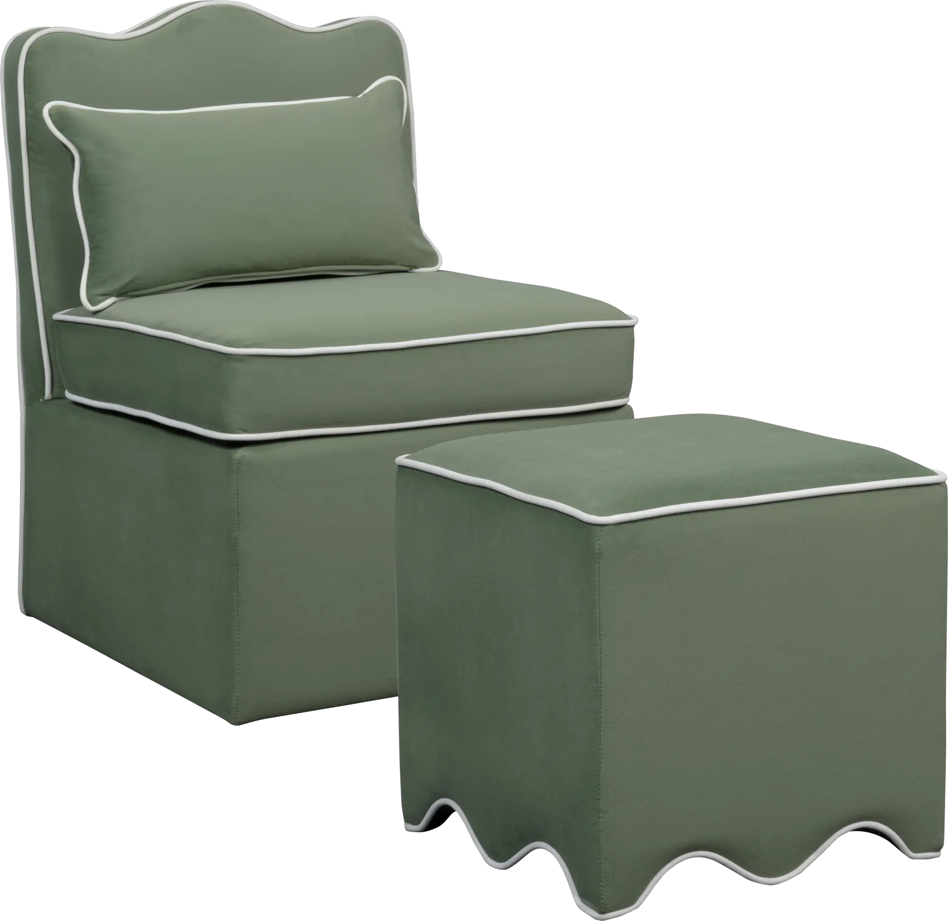 Frances Green Chair and Ottoman Set