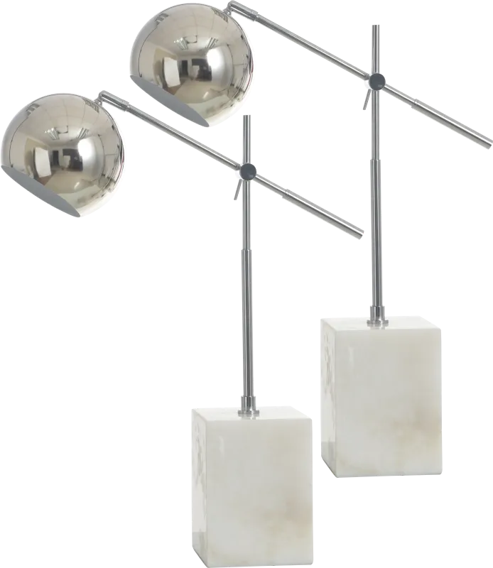 Marla Creek Silver Table Lamps, Set of 2