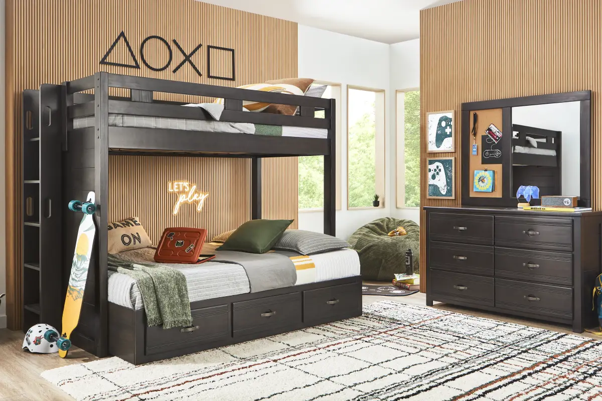 Kids Creekside 3.0 Charcoal Twin/Full Bunk Bed