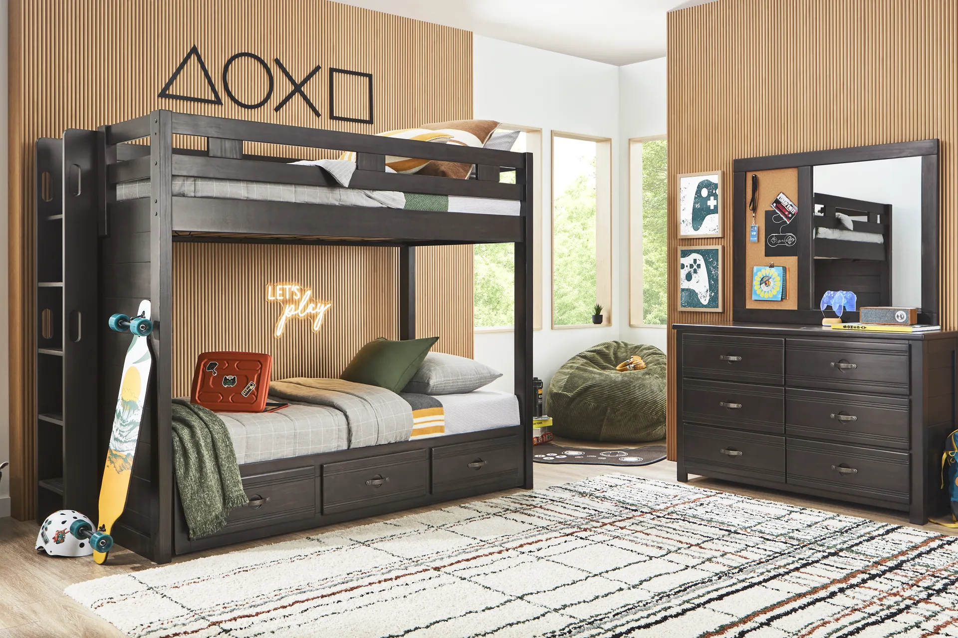 Kids Creekside 3.0 Charcoal Twin/Twin Bunk Bed - Image 1