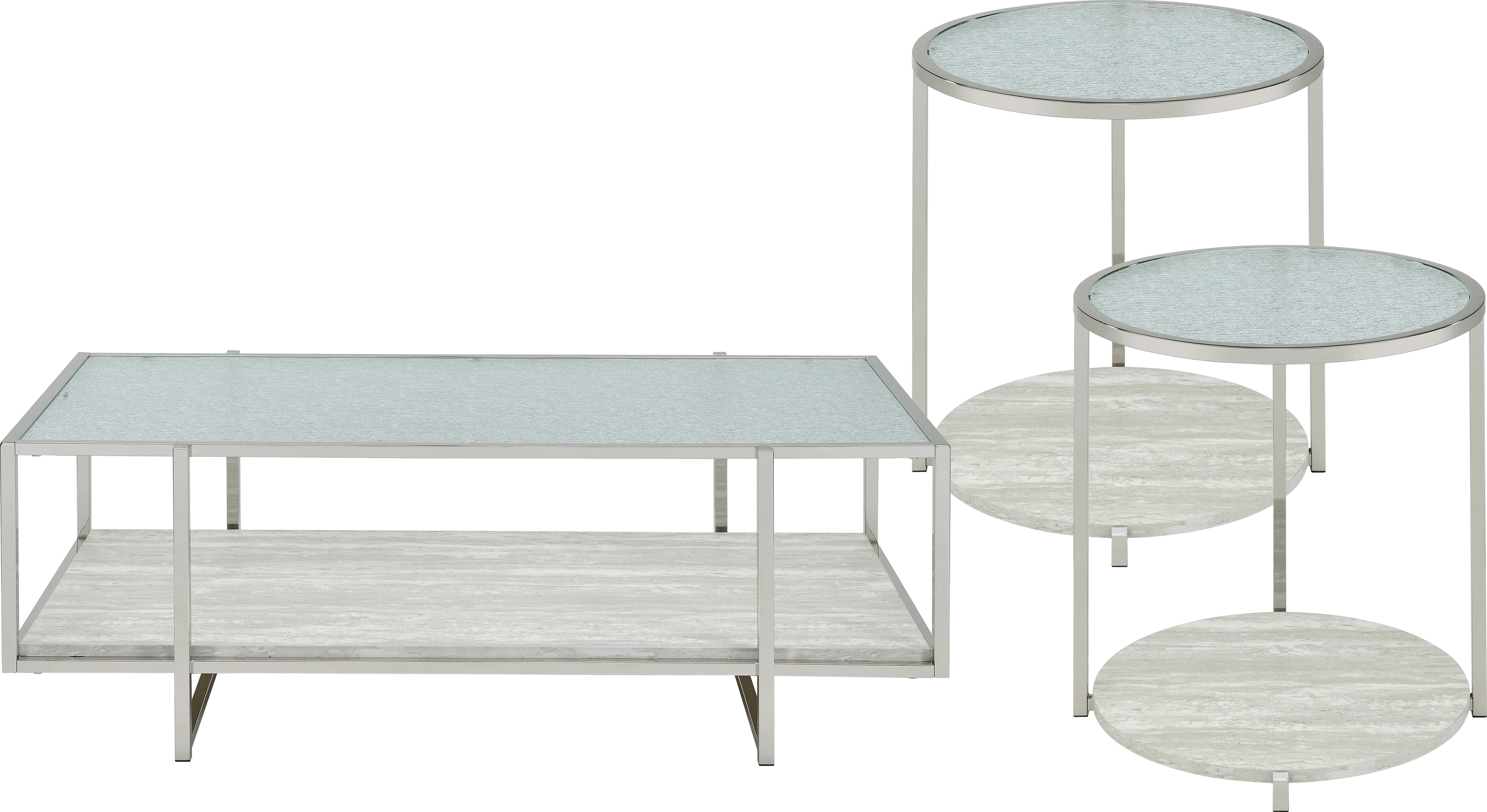 Mirage Silver 3 Pc Table Set - Thumbnail - Image 1