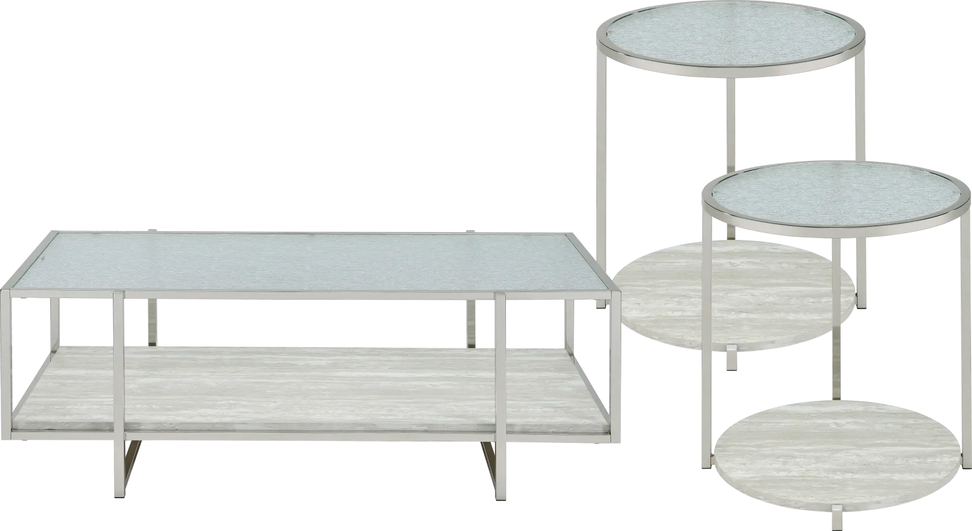 Mirage Silver 3 Pc Table Set