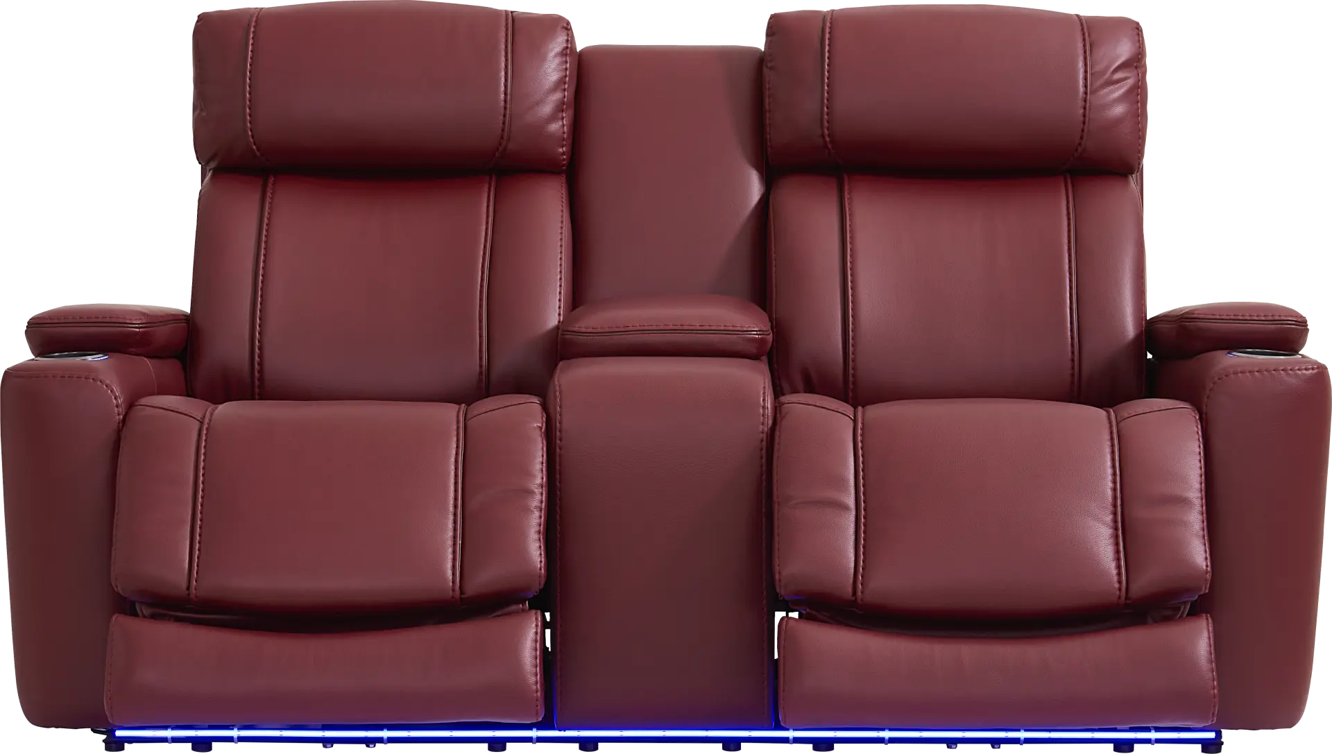Haven Point Red Dual Power Reclining Console Loveseat