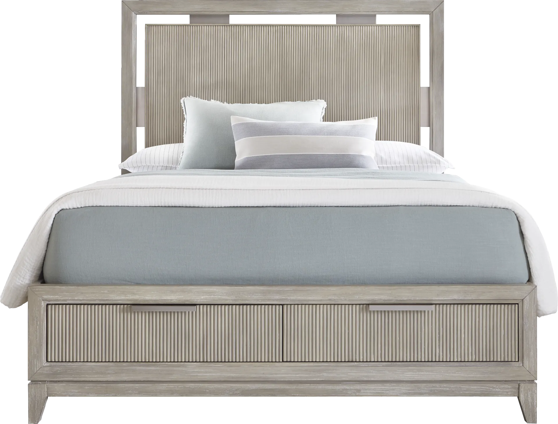 Bellante Gray 3 Pc King Panel Bed with Storage - Image 2