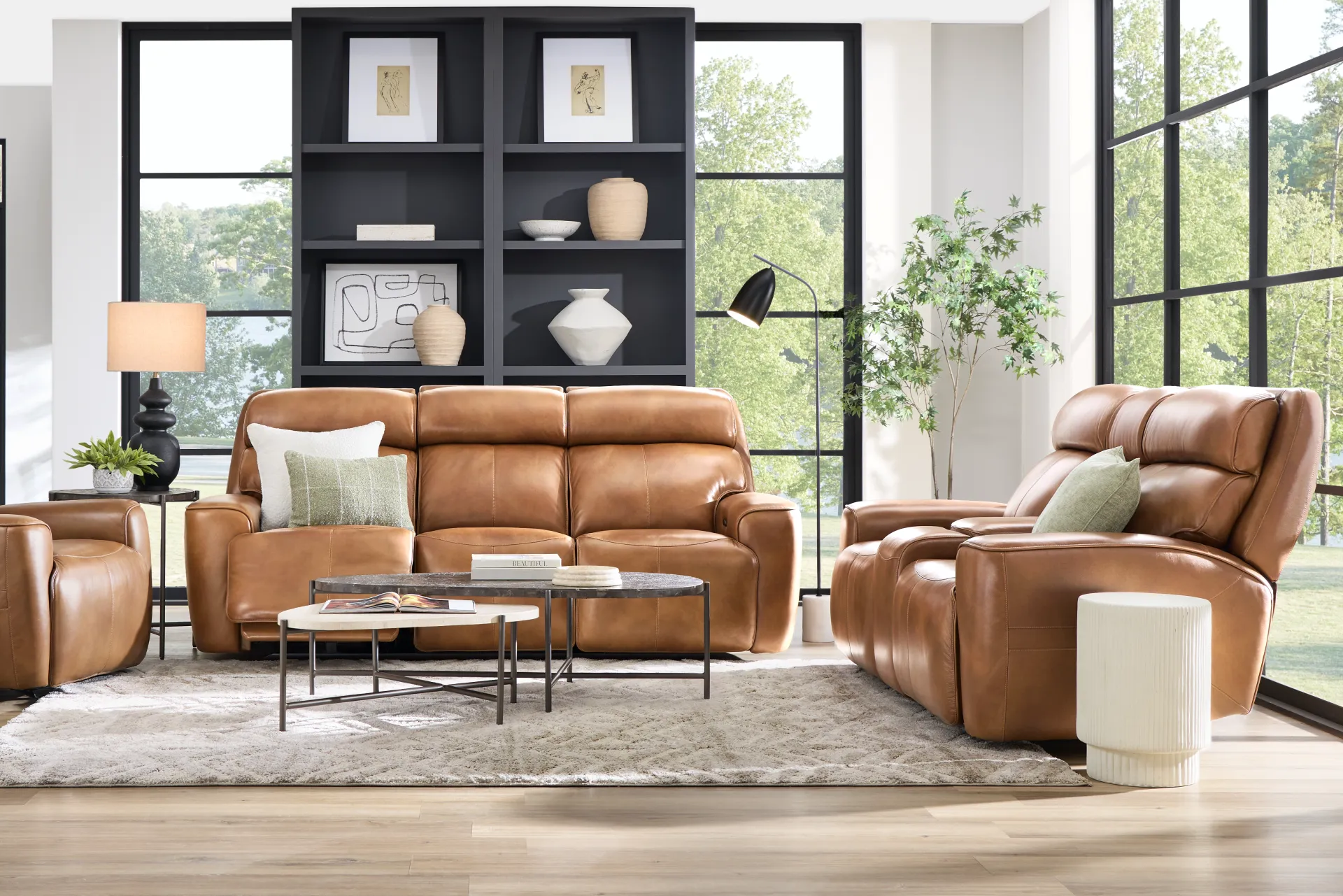 Peninsula Brown Leather 2 Pc Dual Power Reclining Living Room - Image 1