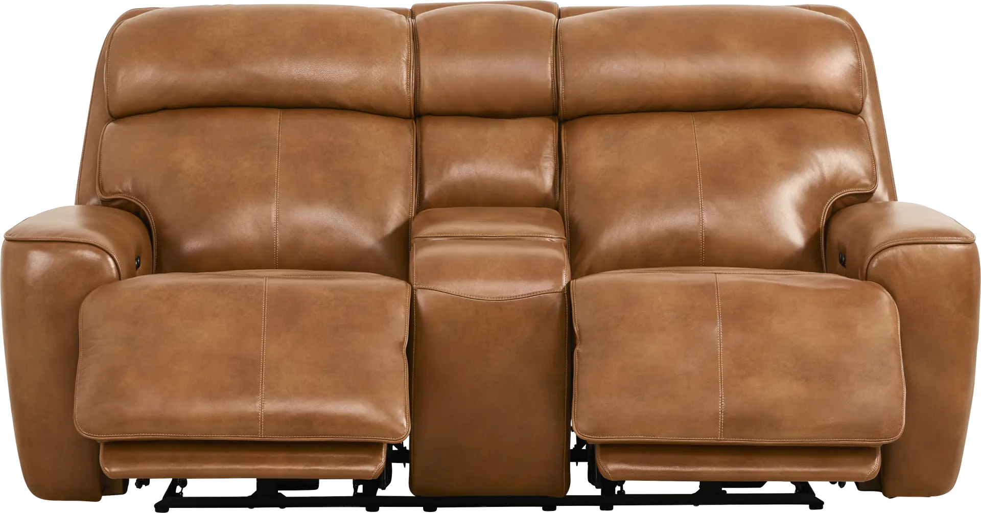 Peninsula Brown Leather Dual Power Reclining Loveseat