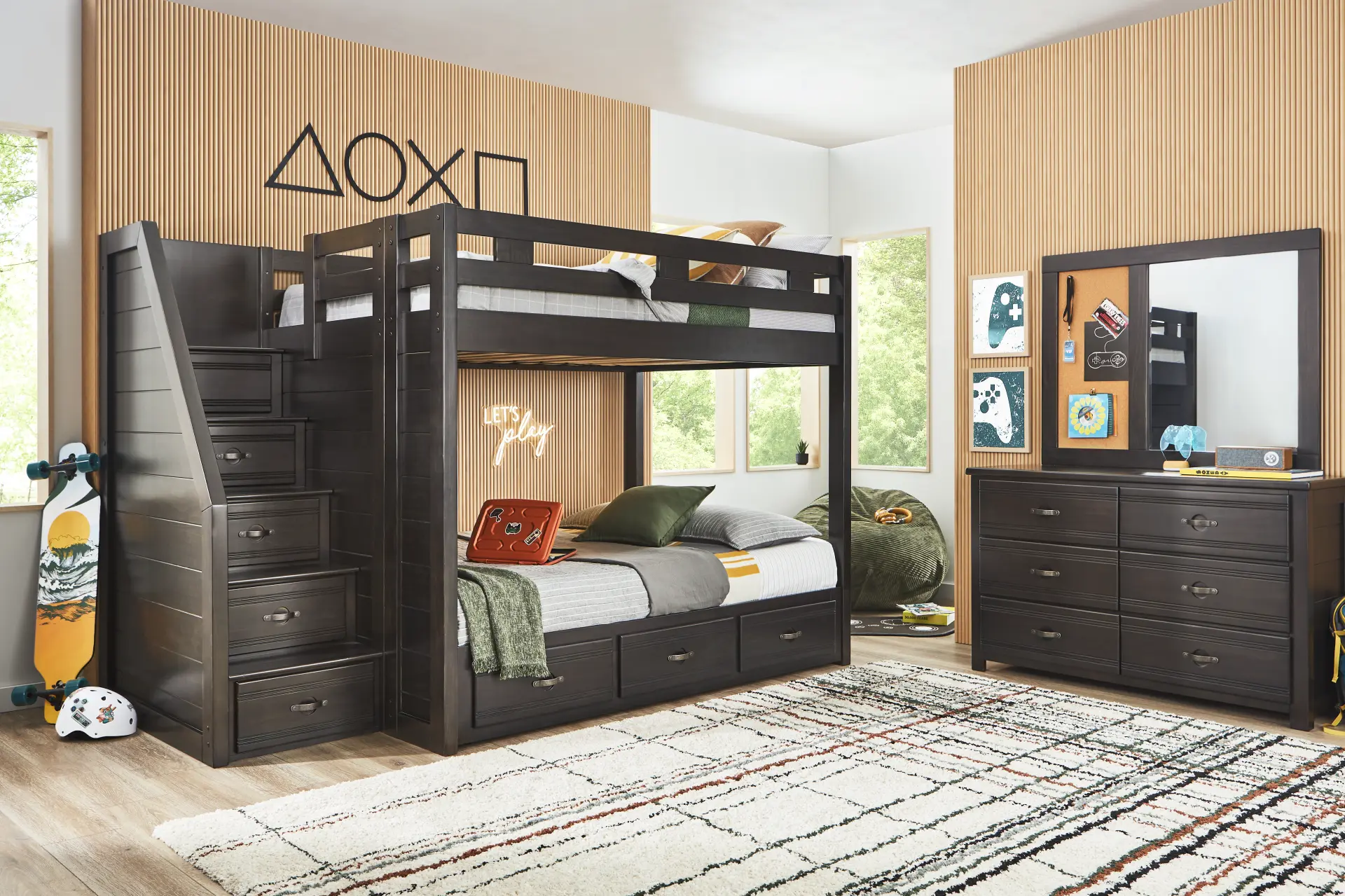 Kids Creekside 3.0 Charcoal Twin/Twin Step Bunk Bed